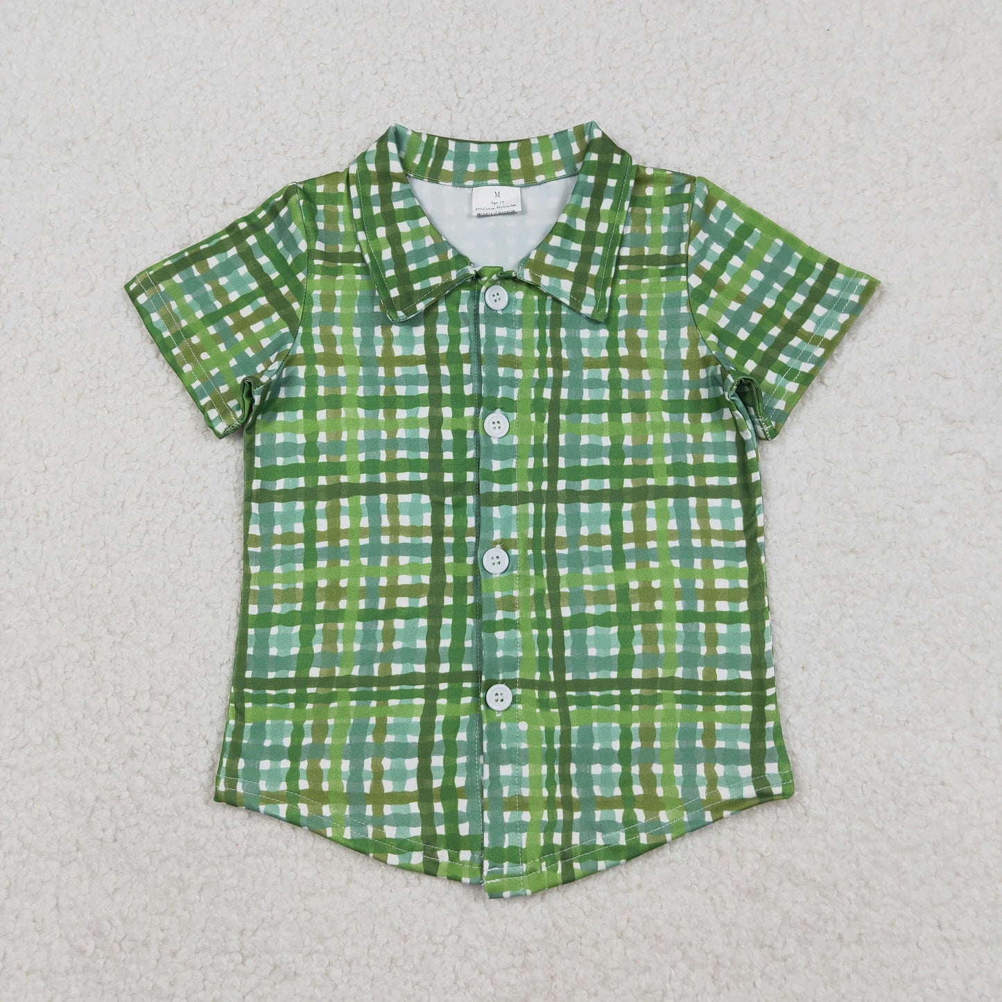 Sibling Baby Boys Short Sleeve Clovers Checked St Patrick Button Shirts Top