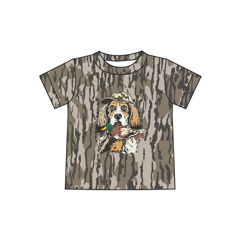 4.3 Kids Camo Beach Dog Short Sleeve Tee, Boys Summer Vacation Graphic Shirt Preorder