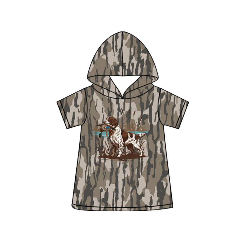4.3 Toddler Boys Camo Hunting Dog Short Sleeve Hoodie Top Preorder