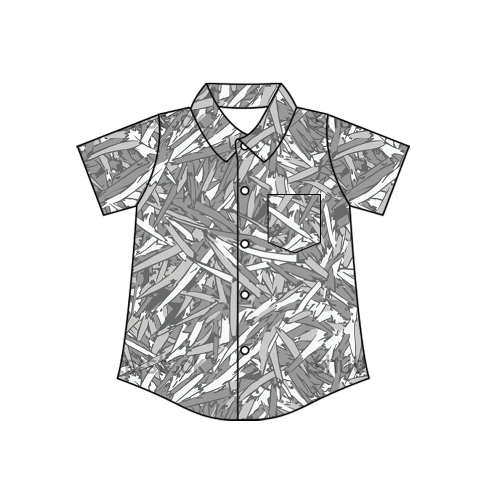 4.8 BT1784 Preorder Grey Camo Boys Pocket Button Tee Shirts Top