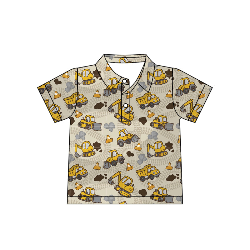 4.13 BT1792 Preorder Construction Trucks Yellow Boys Polo Tee Shirts Top