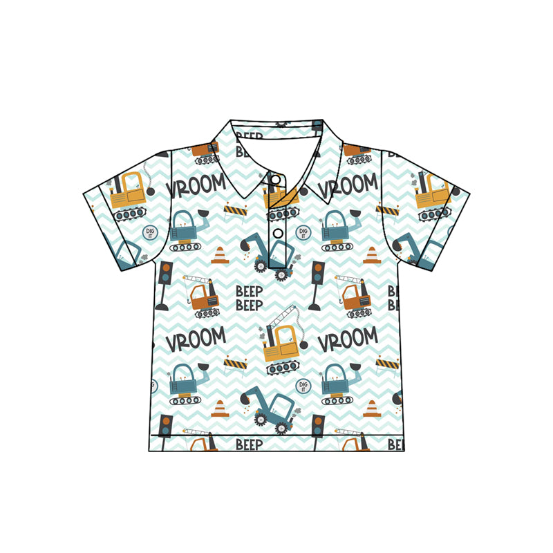 4.13 BT1793 Preorder Construction Trucks BEEP Boys Polo Tee Shirts Top
