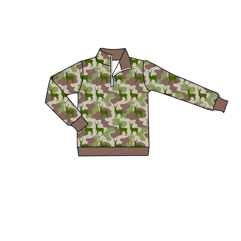4.18 Toddler Boys Green Camo Hunting Deer Long Sleeve Pullover Top Preorder