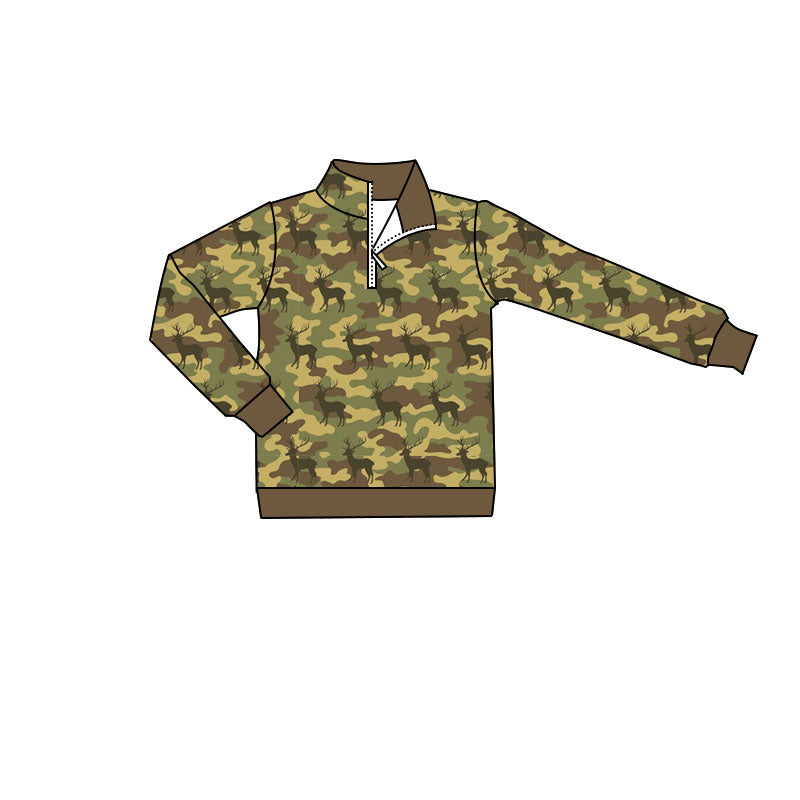 4.18 Toddler Boys Camo Hunting Deer Long Sleeve Pullover Top Preorder