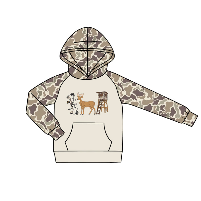 4.18 Toddler Boys Hoodie Hunting Deer Light Brown Camo Long Sleeve Hoodie Top Preorder