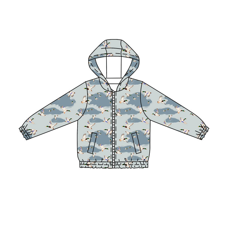 4.21 Boys Duck Print Mallard Duck Full Zip Hooded Jacket - Preorder