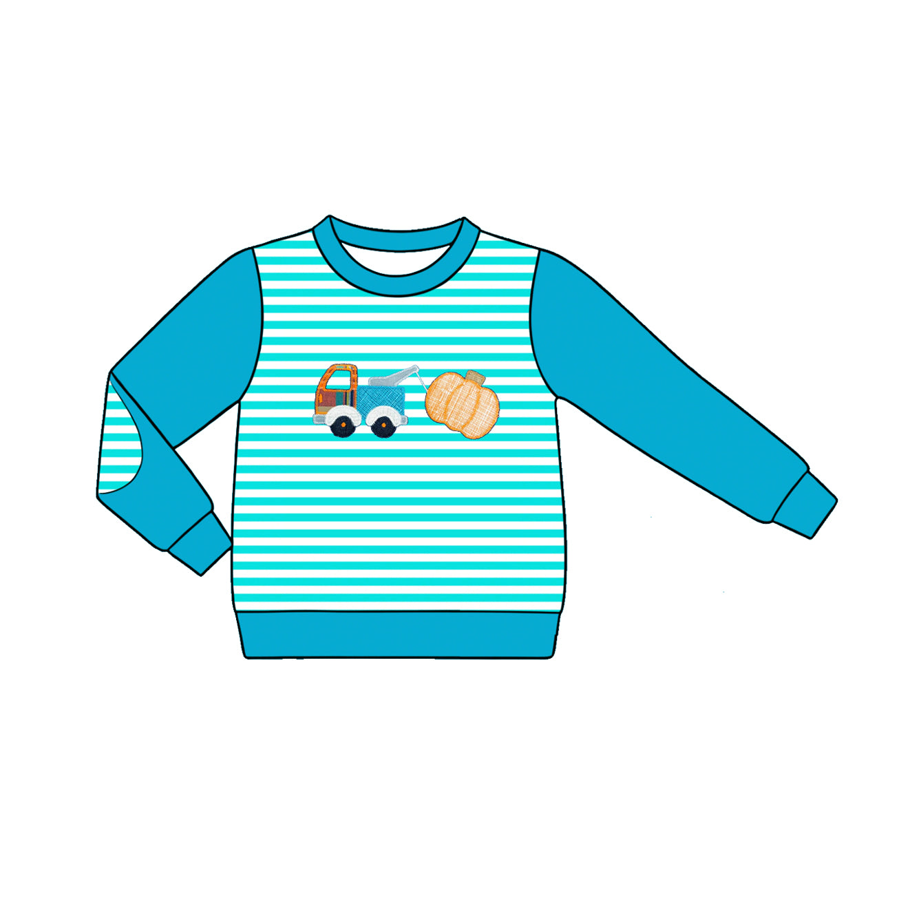 4.22 BT1820 Preorder Pumpkin Truck Stripes Boys Fall Tee Shirts Top