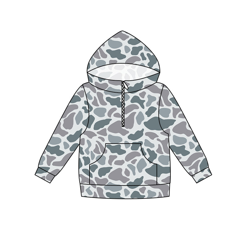 5.16 Preorder Kids Boys Light Camo Long Sleeve Half Zipper Hoodie Top Preorder