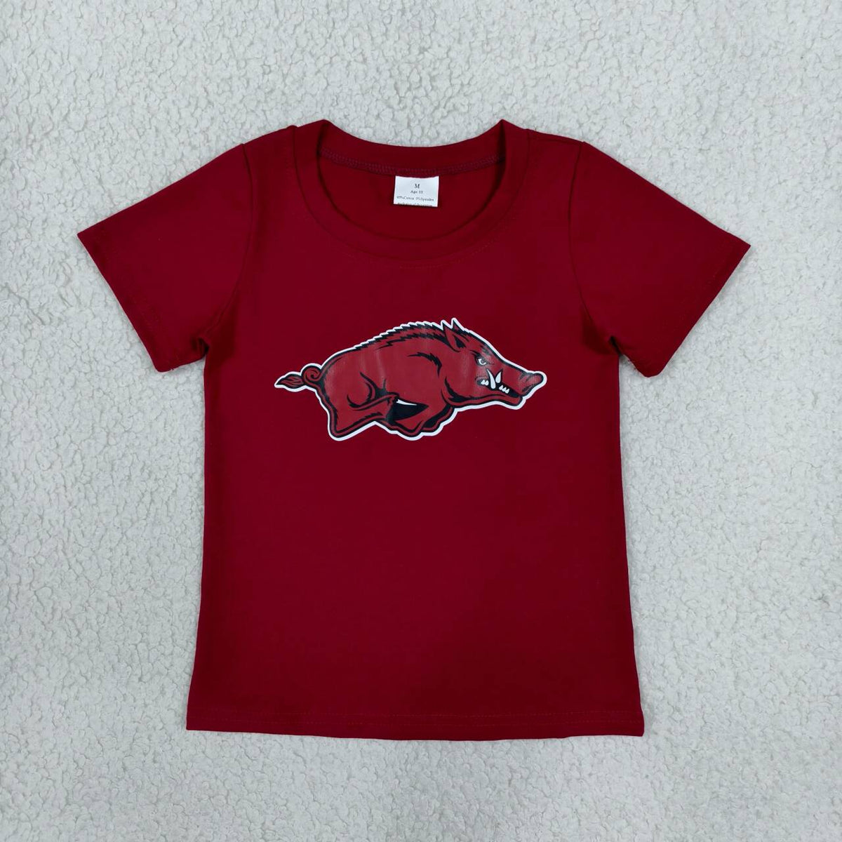 BT1885 Teams Arkansas Vinyl Wine Cotton Kids Short Sleeve T-shirt Top