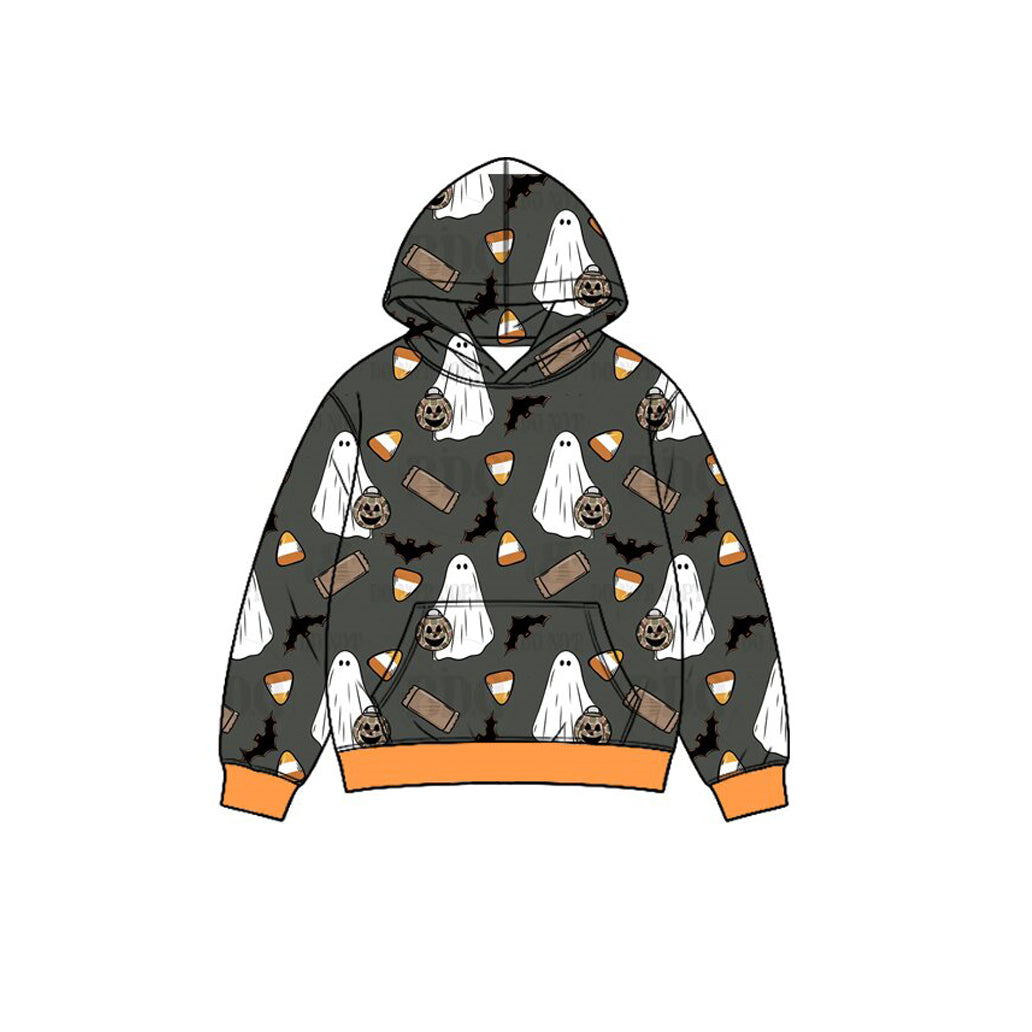 8.7 Preorder Kids Boys Halloween Ghost Long Sleeve Zipper Pullover Top