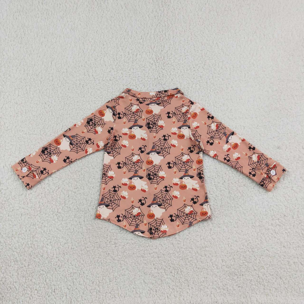 BT1902 Ghost Web Print Boys Halloween Long Sleeve Tee Shirts Top