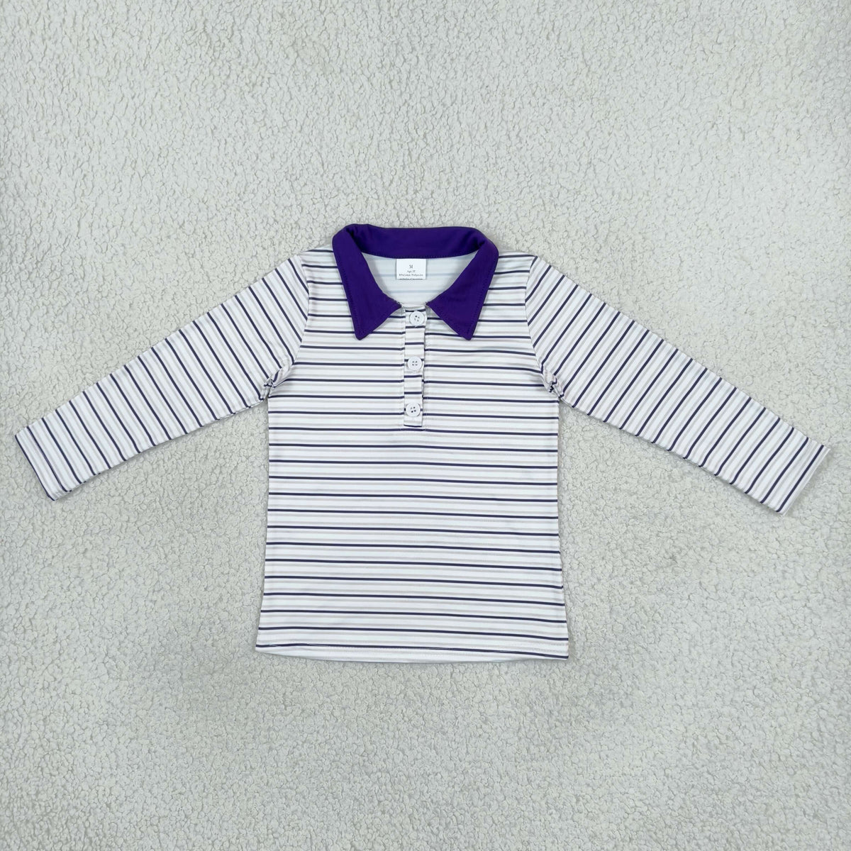 BT1911 Purple Stripes Print Boys Mardi Gras Polo Tee Shirts Top
