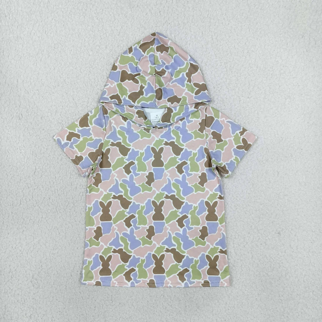 Sibling Toddler Boys Girls Easter Rabbit Camo Short Sleeve Hoodie Top