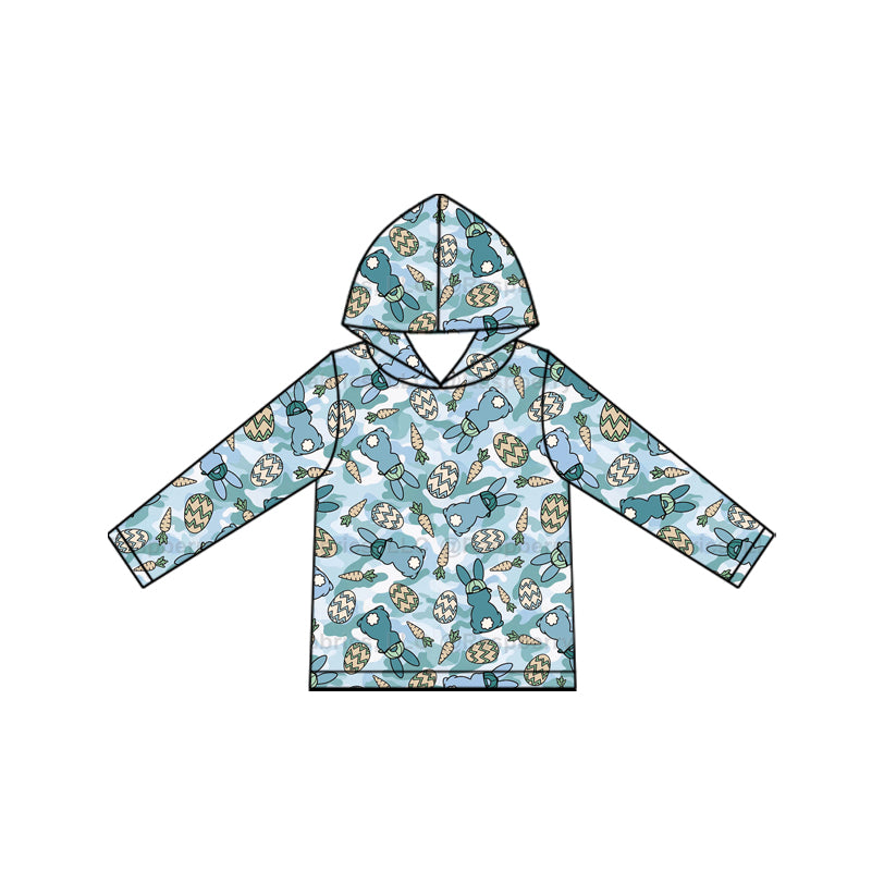 9.9 BT1966 Preorder Baby Boys Easter Blue Rabbit Long Sleeve Hoodie Top