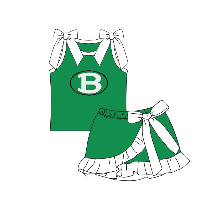 (Custom Design Preorder MOQ 5) Teams Brenham Cubs Bows Top Ruffle Skort Girls Summer Clothes Set