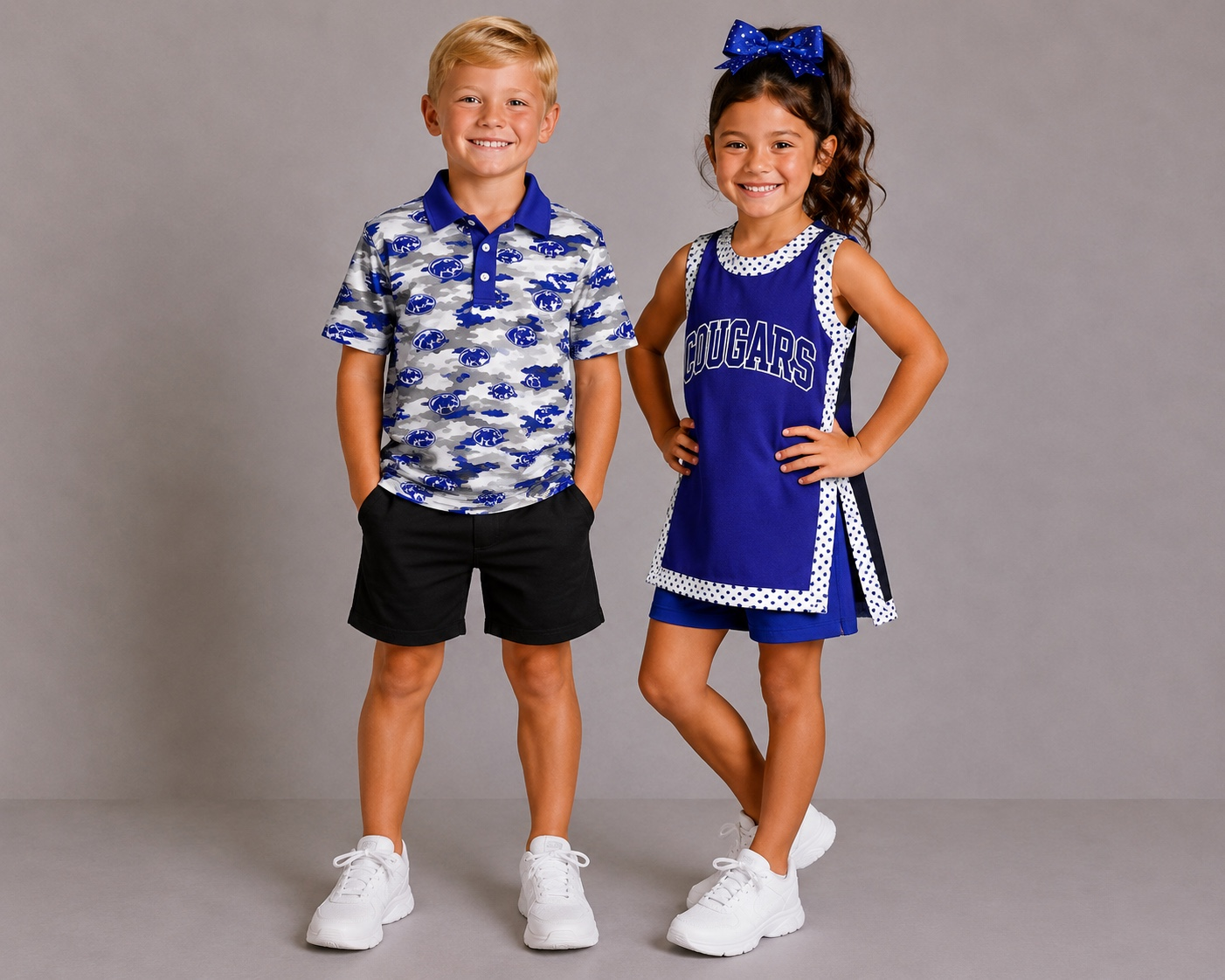 (Custom Design Preorder MOQ 5) Teams Buna Cougars Camo Print Boys Girls & Man Clothes Family Matching Wear