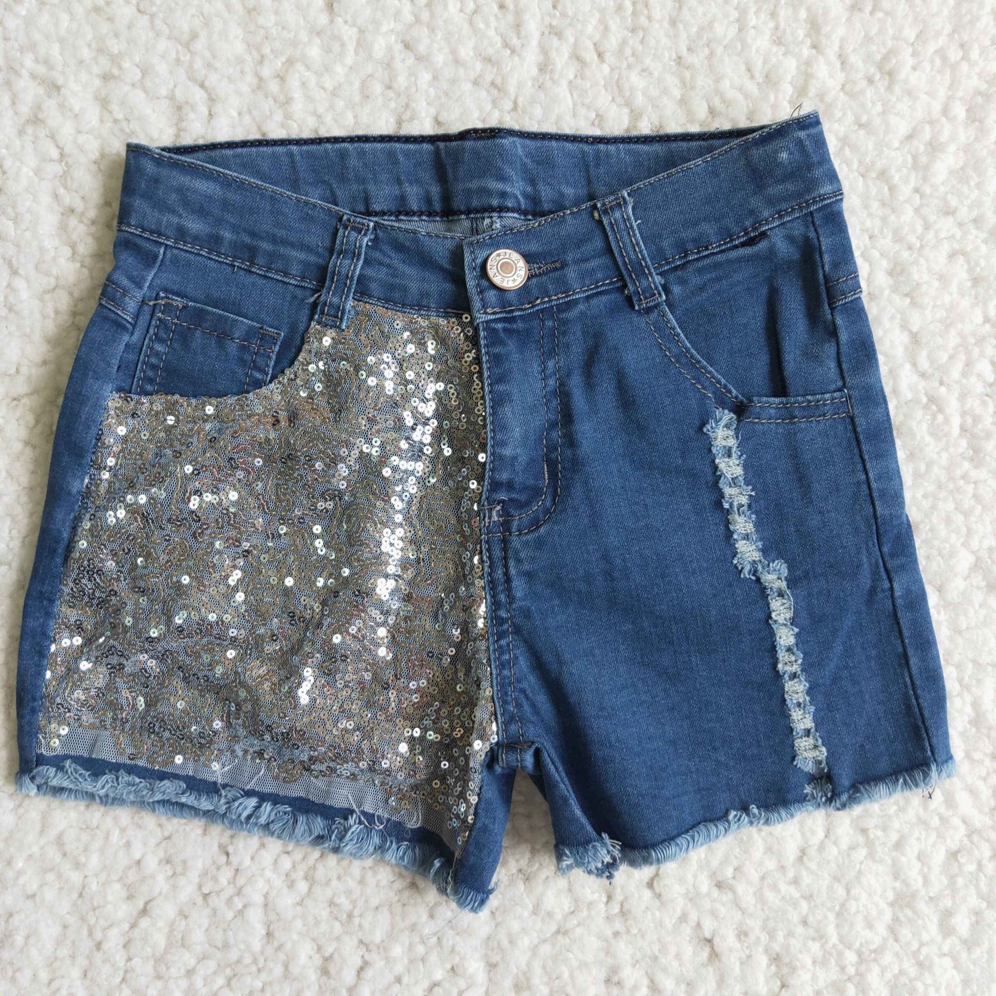 Denim shorts with sequins D8-14