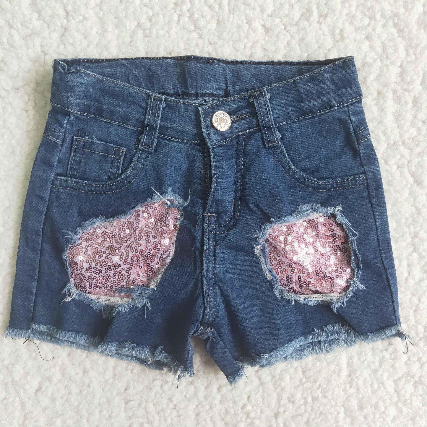 Denim shorts with sequins C15-13