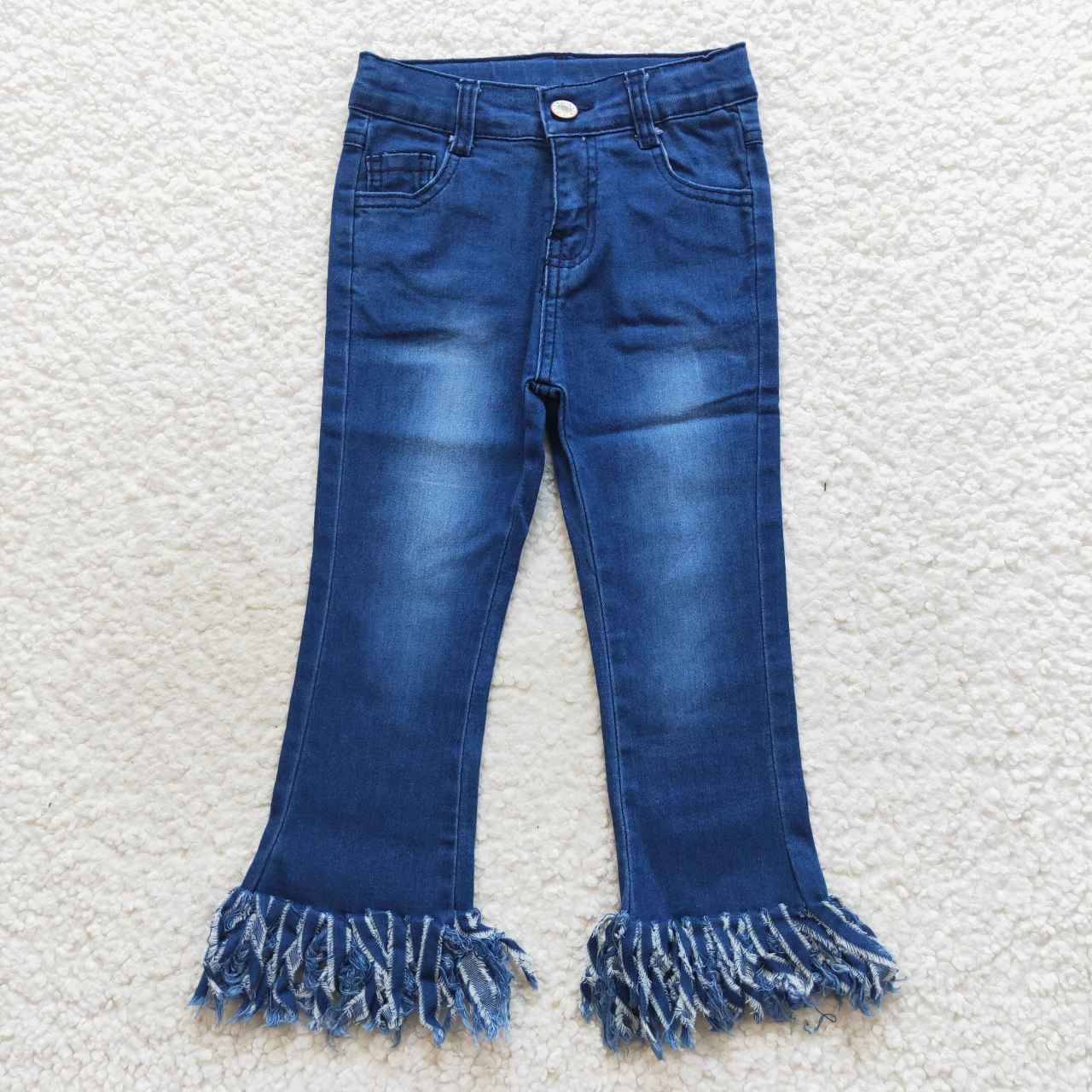 Blue Denim Tassel Jeans Girls Fall Pants D4-29