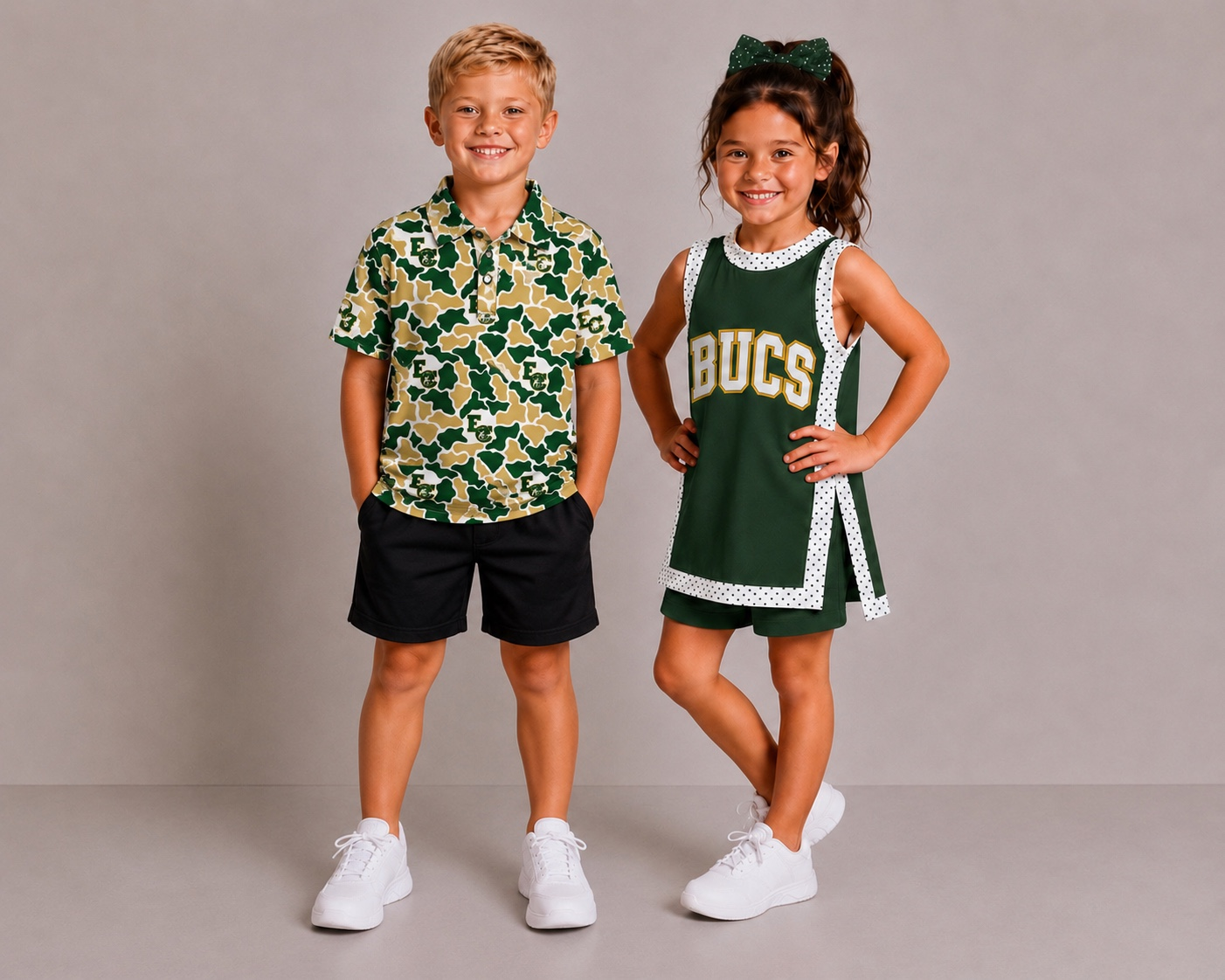 (Custom Design Preorder MOQ 5) Teams EC Bucs Camo Print Boys Girls & Man Clothes Family Matching Wear
