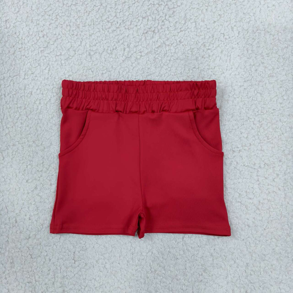 SS0960 Red Color Pockets Girls Active Bottom Yoga Shorts