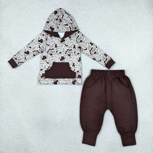 BLP1598 Camo Pocket Hoodie Top with Jogger Toddler Boys Clothes Set
