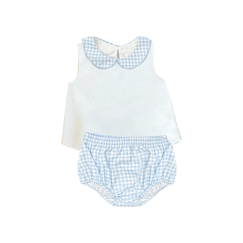 3.26 GBO0539 Baby Boys Sleeveless Top With Blue Gingham Bummie Set