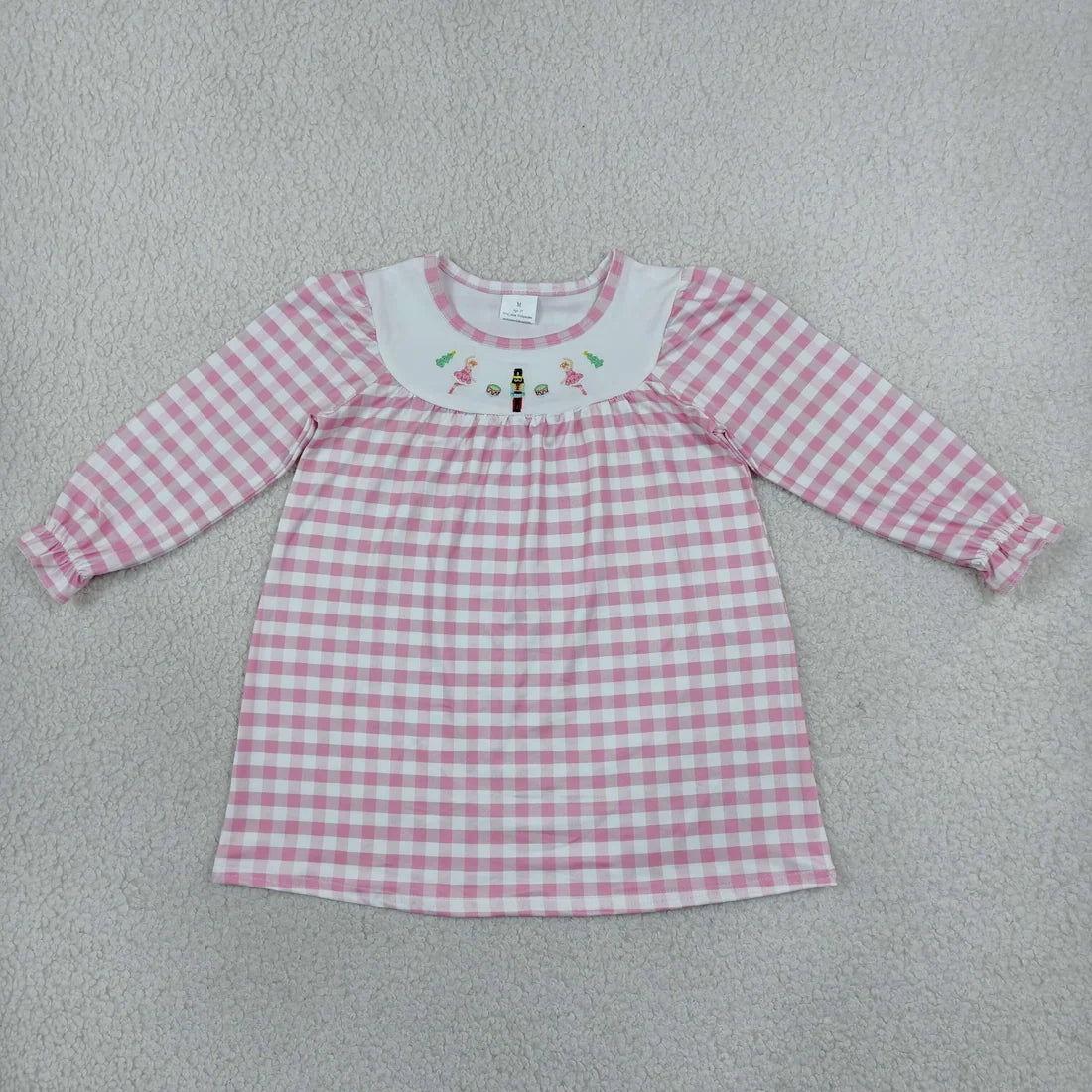 Sibling Baby Girls Embroidery Soldiers Tree Pink GIngham Tunic Outfit +Dress
