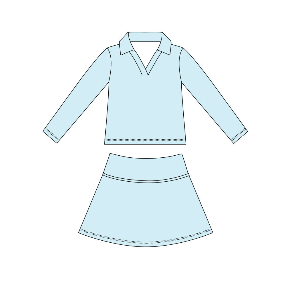 4.15 GLD1589 Light Blue Pullover Top with Skort Active Outfit Preorder