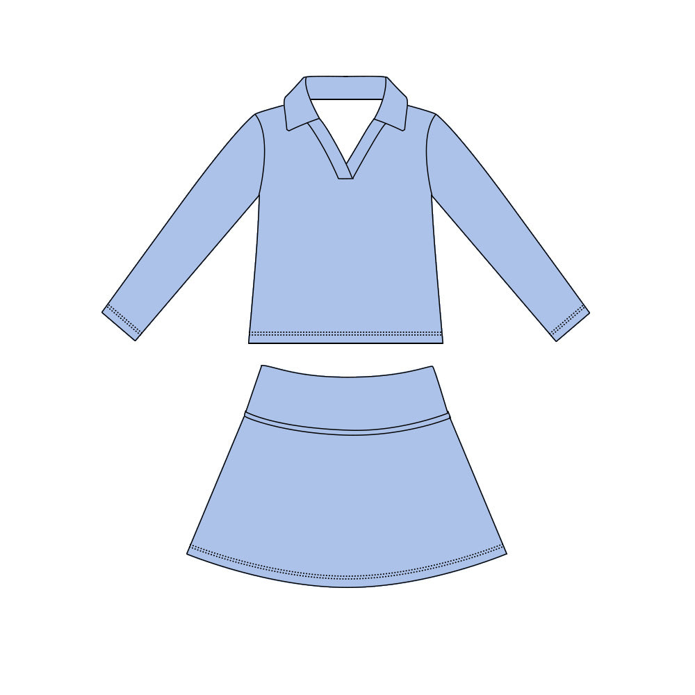4.15 Blue Pullover Top with Skort Active Outfit Preorder