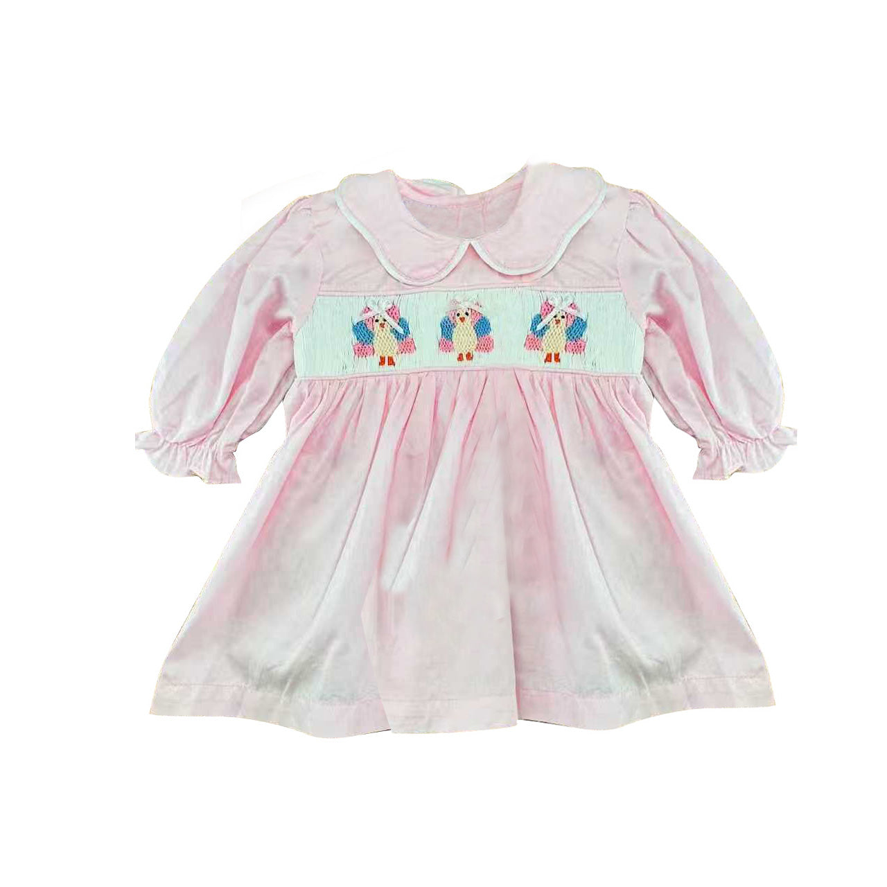 6.18 Preorder GLD1646 Turkey Pink Print Girls Thanksgiving Dress