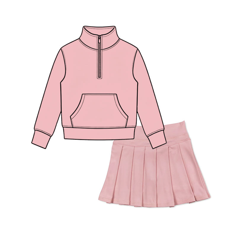 6.30 Preorder Baby Girls Pink Pullover Top With Skort Active Outfit