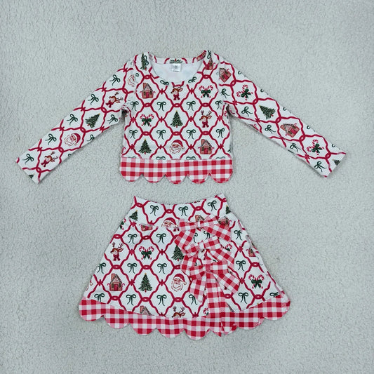 Sibling Baby Girls Christmas Long Sleeve Top Skort Scallop Active Outfit