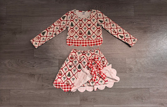 7.6 Preorder KIds Girls Christmas Bear Pink Leoaprd Active Outfit