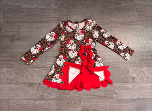 7.6 Preorder KIds Girls Christmas Leopard Long Sleeve Active Dress