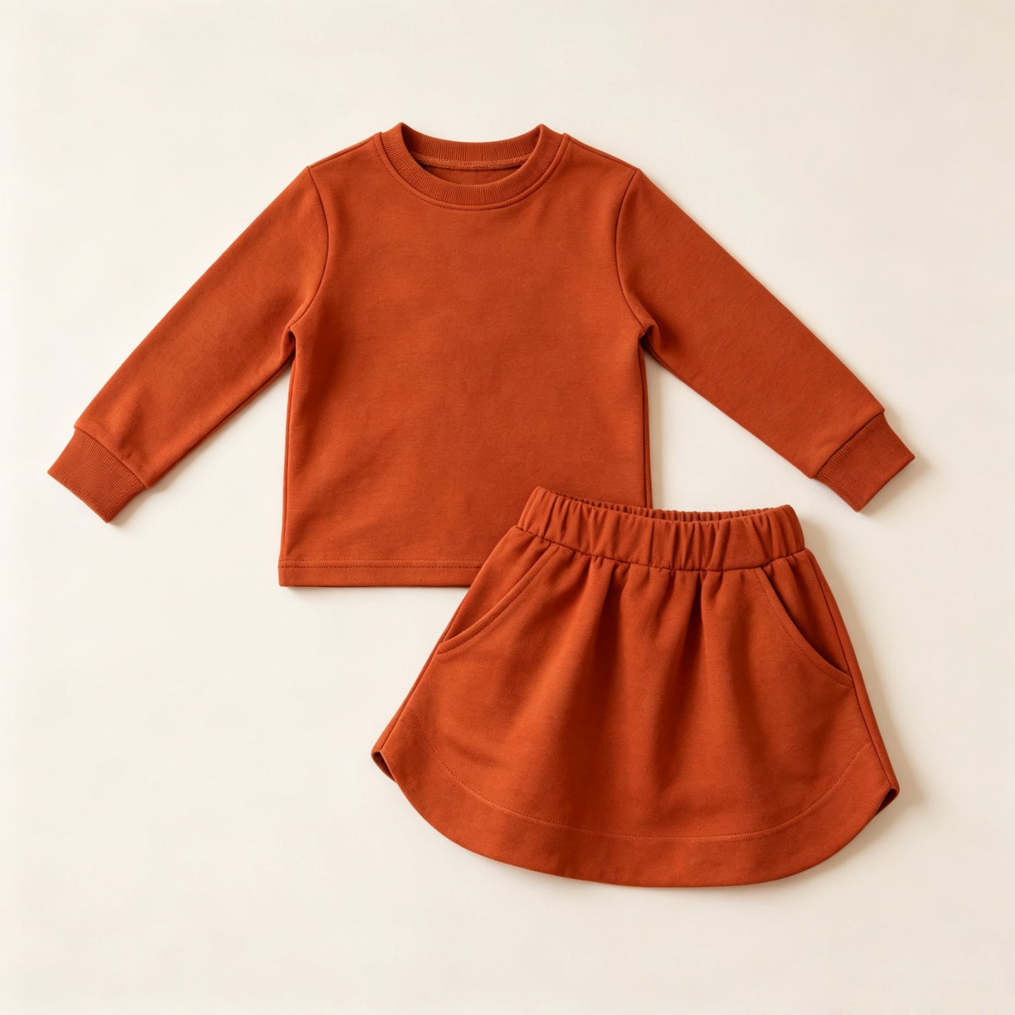 7.20 GLD1696 Preorder Pumpkin Cotton Long Sleeve Top Skort Girls Fall Clothes Set