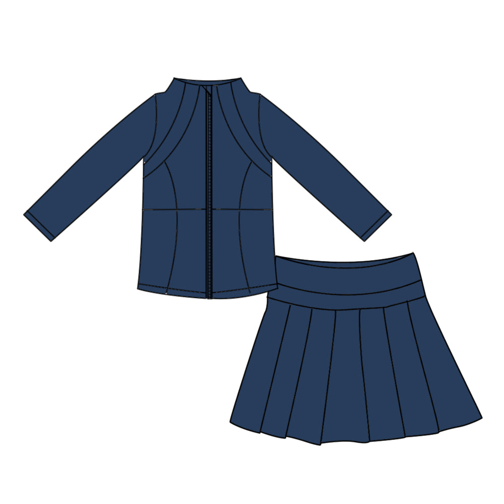 7.22 Preorder GLD1705 Nacy Zipper Top Skort Girls Yoga Clothes Set