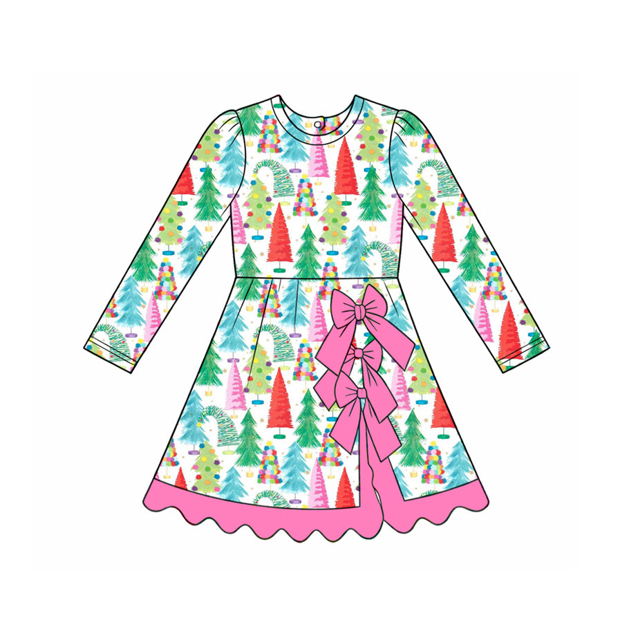 8.4 Preorder Baby Girls Christmas Tree Long Sleeve Active Dress