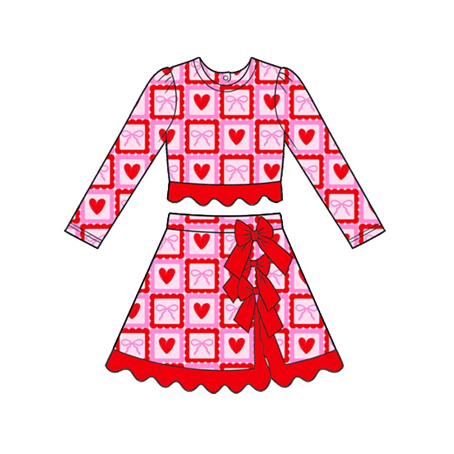 9.5 Preorder Baby Girls Valentine Candy Heart Checkered Active Outfit