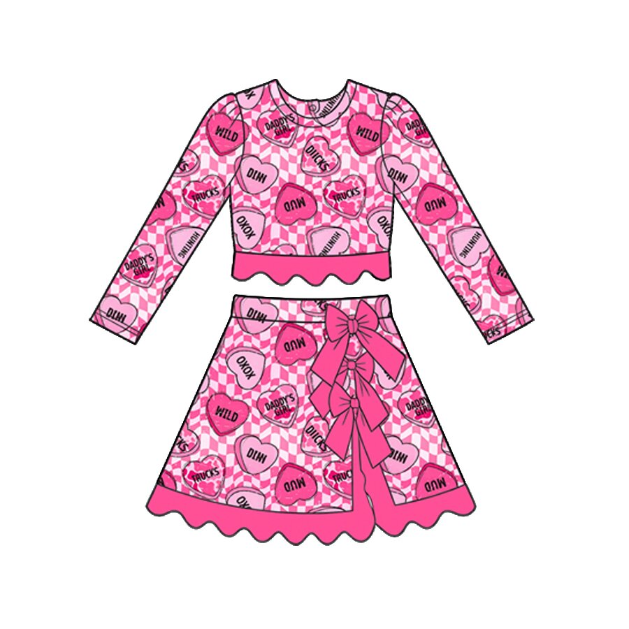 9.5 Preorder Baby Girls Valentine Candy Heart Scalloped Active Outfit