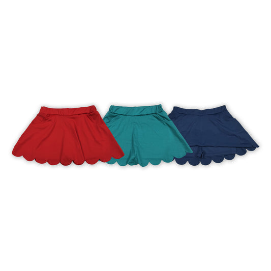 3 Colors Girls Bottom Scallop Yoga Skort Sisters Wear