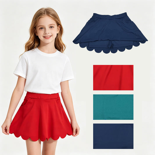 5 Colors Girls Bottom Scallop Yoga Skort Sisters Wear