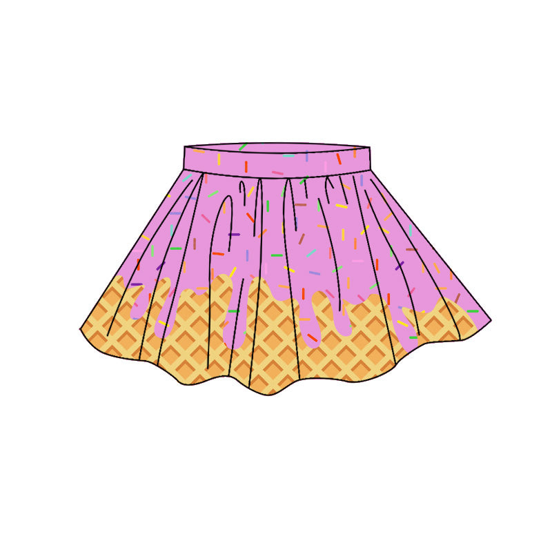 4.7 GLK0278 Preorder Pink Sprinkles Drip Girls Bottom Yoga Skirts