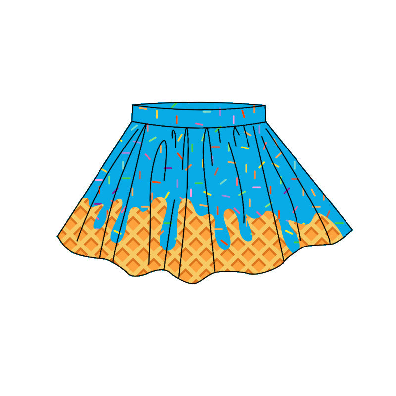 4.7 GLK0283 Preorder Sky Blue Sprinkles Drip Girls Bottom Yoga Skirts
