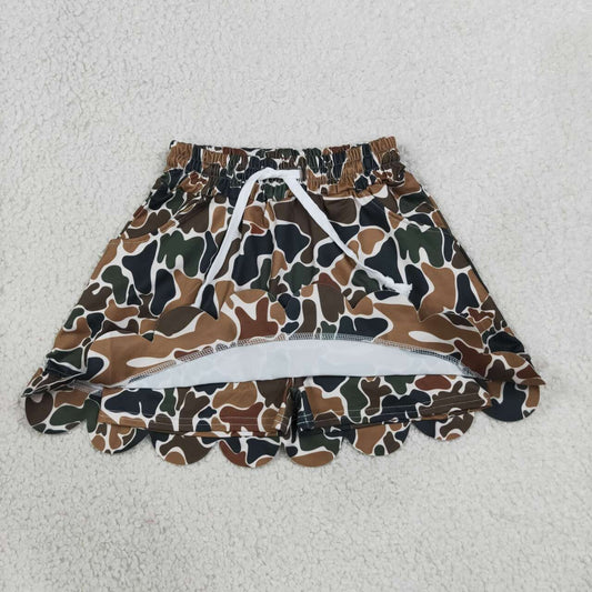 GLK0300 Brown Camo Baby Girls Scallop Bottom Skort