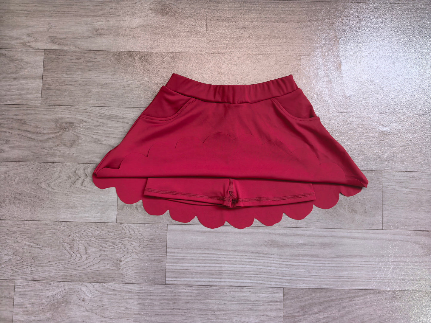 GLK0304 Preorder Wine Girls Bottom Scallop Yoga Skort