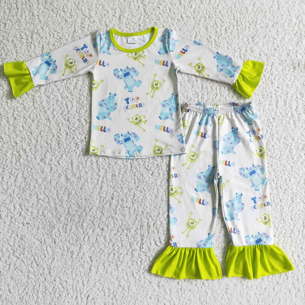 GLP0153 Cartoon Monster Print Girls Pajamas Clothes Set