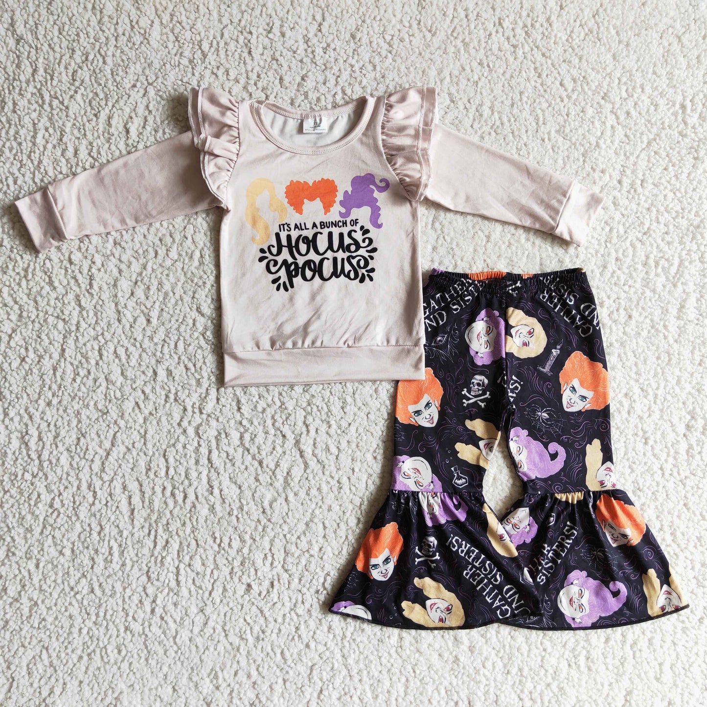 GLP0228 Witch Top Bell Pants Girls Halloween Clothes Set