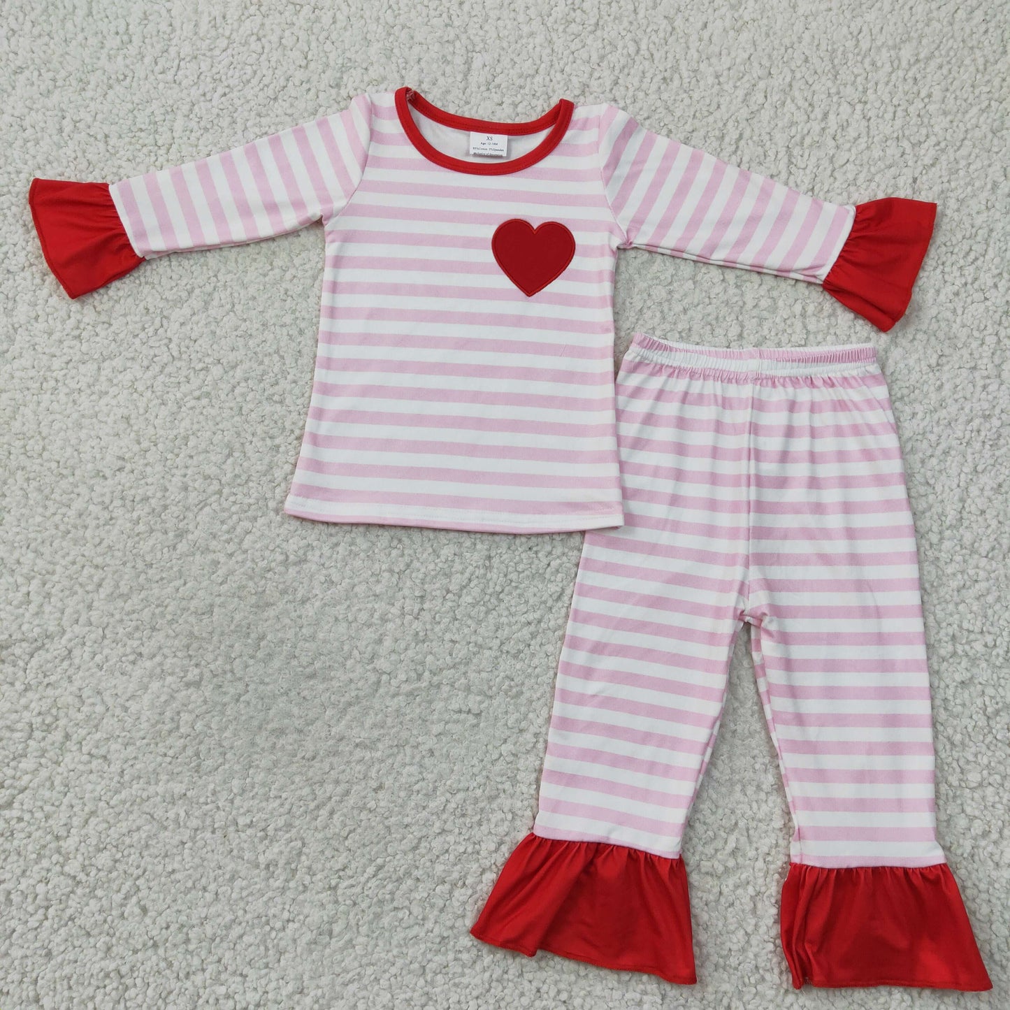 Girls stripes Valentine's Day pajama set GLP0383