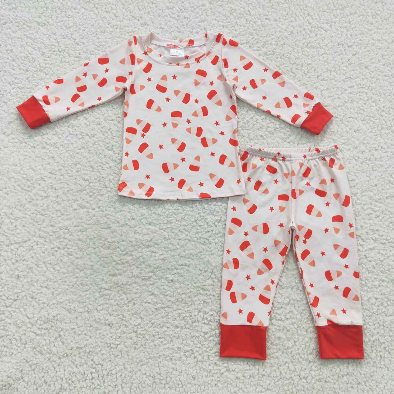 GLP0541 Candy Stars Print Girls Halloween Pajamas Clothes Set